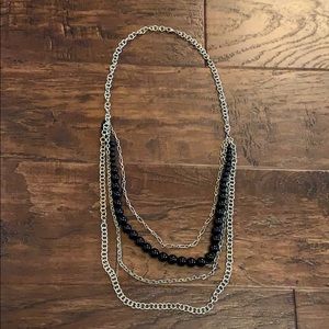 Black and silver long necklace
